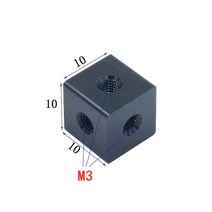 2x 알루미늄 6면 M3 나사 구멍 너트 SLR 카메라 용 6 홀 잠금 연결 블록 사진 발 스파이크 엄지 나사 섀시, CHINA_10x10x10mm