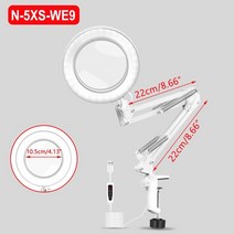 공구 Newacalox 유연한 책상 대형 5x usb led 돋보기 3 색 조명 돋보기 램프 확대경 읽기재 작업납땜, n-5xs-we9, 5배