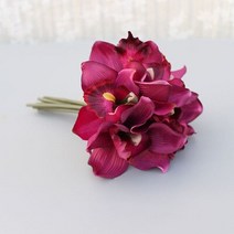 메탈요요 매직요요 고속 금속 요요 가을 장식 빈티지 난초 실크 인공 꽃 꽃다발 웨딩 파티 홈 발코니 정원, 08 Wine-red