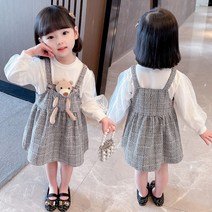 루라줌) 아기 유아 아동 키즈 어린이 2살 3살 곰베어 포켓 원피스 세트 투피스 어린이집 등원룩 여아 여자아이 하객룩 코디룩 조카선물 북유럽풍 여아원피스 쇼핑몰