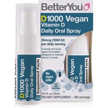 영국 베러유 Better You Vegan Vitamin D 비건 비타민D 1000IU 데일리 액상 스프레이 페퍼민트맛 15ml, 4팩