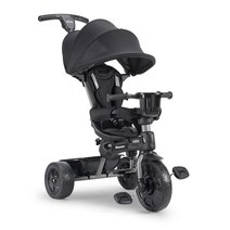 에이블 트라이크 Joovy Tricycoo 4.1 아동용 세발자전거 4단 엑스트라 와이드 프론트 타이어 탈부착 및 조정 가능한 부모 핸들 안전 장치 물세탁이 시트 패드 개폐식 캐노, [01] 검은색