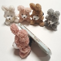 토끼인형 스마트폰 그립톡 뽀글 토끼인형 핸드폰 거치대 핑거톡 아띠랑스액세서리, 연핑크