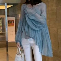 퀸앤조이 하늘하늘 퍼프소매 쉬폰 블라우스