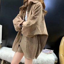 여자 긴팔 코듀로이 셔츠 루즈핏 하프 코트 자켓 데일리룩S220826303