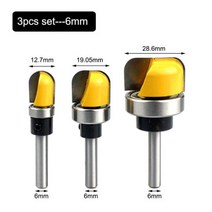 6mm 6.35mm 8mm 생크 보울 트레이 라우터 비트 직경 11 8 원형 노즈 밀 커터목공 코너 라운딩, 3Pcs 6mm Shank