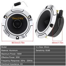 동축 스피커 4인치 150W 6ohm 자동차 트위터 스피커 차량 도어 오디오 음악 스테레오 서브 우퍼 라우드 하, 01 4 ohm