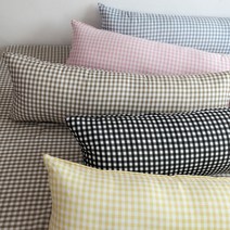 헬로베딩 어반체크 솜포함 2인용 베개/롱쿠션, 블랙챠콜