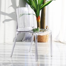 리노 카페 스타일 인테리어 디자인 투명 플라스틱 의자, 투명블랙