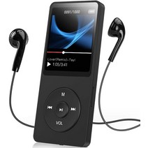 무손실 음원 하이파이 플레이어 zmkslle 블루투스 mp3 음악 휴대용 오디오 지원 fm 라디오 전자 책 레코더 플러그인 카드 워크맨, 검은색, 64GB