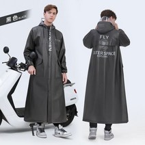 긴 비옷 여름 전신 방수 전기 자동차 단일 원피스 야외 성인 판초, L, Black