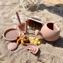 까사드로잉 실리콘 모래놀이 키트 - 아기 목욕 장난감 갯벌 가드닝 세트 텃밭 가꾸기 도구, 핑크 - 6종 KIT