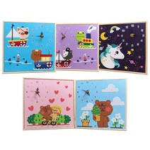 보석십자수 시계 DIY 5종, 하트 곰돌이