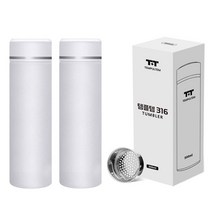 1+1 리유저블 컵 보온보냉 316텀블러 강철 스테인리스 이중진공 500ml텀블러, 화이트1+1