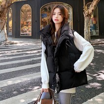 오버클래쓰 여성 패딩조끼 기본 무지 루즈핏 빅사이즈 아우터