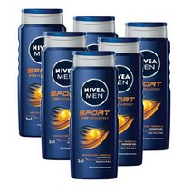 니베아 맨 스포츠 쓰리인원 샤워젤 바디워시 남성올인원워시 500ml Nivea MEN Sport 3-IN-1 Shower Gel, 6개