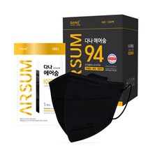 다나마스크 KF94 에어숨 컬러마스크 대형 100매, 1개입, 검정색