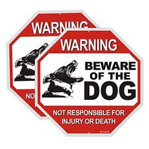 2-Pack Beware of The Dog Signs Warning for Fence/Yard/Gate 12x12 Rust-Free Aluminum UV Printed Easy, 1