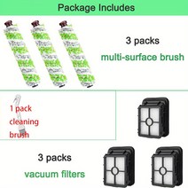 Bissell CrossWave Pet Pro 2306A 및 1785 시리즈 다중 표면 Pet Pro 브러시 롤 + 3팩 1866 진공 필터용 3팩 교체 부품, 비셀 크로스웨이브