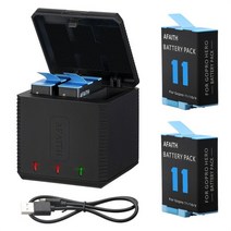 고프로호환하우징 방수케이스AFAITH 충전기 박스 3 가지 GoPro Hero 9 10 11 LED 표시기 타입-C USB 보관, 02 Charger 2 Battery