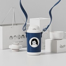 KISKY 스테인레스 스틸 보온병 컵 애호가, 블루 샤오야 더블 뚜껑 선물 상자