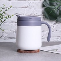 보온보냉 볼륨 스텐머그 텀블러 350ml/뚜껑있는 손잡이 텀블러 이중진공 캠핑컵 커피잔, 블랙