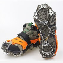아이젠 Crampon 23 스파이크 트랙션 클리트 여성 남성 Anti-slip Ice Snow Grips with Walking 하이킹 낚시, 18 19 teeth orange L
