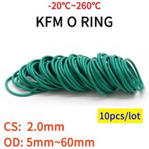 10pcs CS 2mm OD 5 ~ 60mm 녹색 FKM 불소 고무 O 링 씰링 가스켓 절연 오일 고온 저항, 08 OD 12mm_01 Green_01 2mm