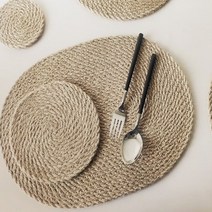 라탄받침대 후라이팬받침 밀짚티코스터 카페 찻잔 인테리어 소품, 원형 라탄받침 30cm