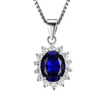 JewelryPalace Kate Diana(다이애나) 프린세스 디자인 인공 블루 사파이어 목걸이 펜던트 실버 925 체인 45 cm
