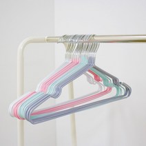 미끄럼 방지 논슬립 PVC 코팅 컬러 옷걸이 행거 니트 옷가게 매장 어깨뿔 옷장정리 미끄럼 논슬립 나시, 1, 성인용_민트, 본상품선택