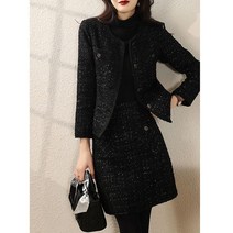 고급 하객 슬림핏 정장 트위드 투피스 세트 가을 겨울 명품스타일 면접 오피스