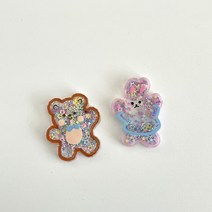 스팽글 곰돌이 테디베어 토끼 레빗 가방 에코백 그립톡 지비츠 만들기 붙이기 diy 부자재, 그립톡곰돌이