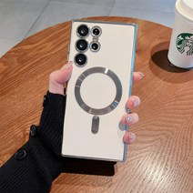 럭셔리 도금 마그네틱 맥세이프 케이스 삼성 갤럭시 S22 플러스 S21 울트라 S22Plus 렌즈 유리 보호기 무선 충전기 커버