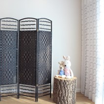 리빙엔터 단연결 자유롭게 가능 인테리어파티션 라탄파티션 칸막이 가리개 가림막 파티션 이동식파티션 식당가리개 가벽 병풍 업소용 사무용, 3단대형120x170cm커피