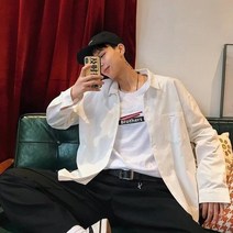 홍콩 스타일 일본 툴링 재킷 남성 봄 느슨한 캐주얼 재킷 한국 트렌드 셔츠