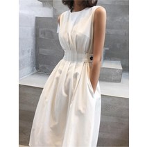 셀프 웨딩촬영 드레스 파티 여성용 민소매 선드레스 여름 봄 넥