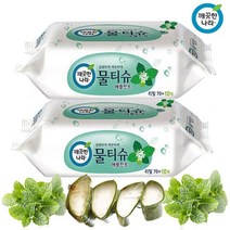 땡큐온 깨끗한나라 애플민트 물티슈 리필 70매+10매 x2개, 단품
