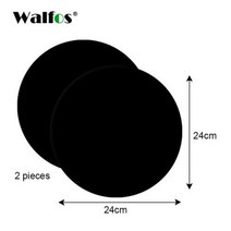 베이킹 불도장 인두 작업대 매트 스톤 WALFOS 2 개 재사용 가능한 비 스틱 팬 프라이팬 라이너 시트 요리 웍 패드 주방 바베큐 도구 라운드, 2 piece Black