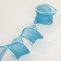 띠지 진주 가장자리 물결 모양 Organza 리본 DIY 헤어 보우 액세서리 스 트리머 꽃 꽃다발 포장 재료 수제 테이프 공예 10 야드, [02] Lake Blue