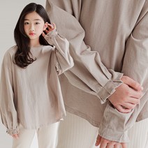 미니로이 페어 아동 여아 주니어 초등학생 기본 긴팔 핀턱 블라우스 티셔츠