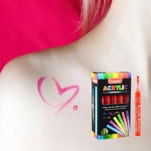 바디페인팅 마카펜 - 자신의 개성을 표현하는 바디 마카펜 친구 또는 연인에게 표현하는 프린팅 바디펜슬 수용성 수용성 마커 문신 타투 헤나 할로윈데이 다용도 사용., 보라+랜덤 2가지색(합3개)