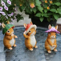 작은 정원 꾸미기 소품 레진 토끼 동물 세트 장식 소품, 토끼 세 마리 세트
