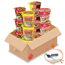 오뚜기 컵라면 소컵 4종 혼합세트 진라면 매운맛 3컵+열라면 3컵+진짬뽕 3컵+스낵면 3캅 총12컵 미니 맨토스+투시팝 사탕 사은품 2종 증정, 4종류 x 3컵 총 12컵 낱개 포장