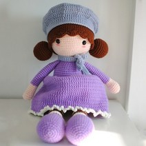DIY 코바늘 인형만들기 뜨기 초보 뜨개질 기초 손뜨개, 퍼플 걸(베레모) 패키지, 1개