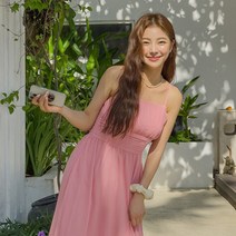 도로시비치 / [당일발송] 핑크쉬폰 청순 나시 원피스