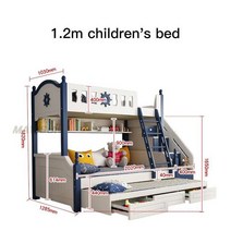벙커침대 이층침대 벙커 북유럽 스타일의 현대적인 소형 아파트 가정 어린이 서랍이있는 2 층 컨버터블 조합 아이 나무 이층 침대, 1.2m 침대