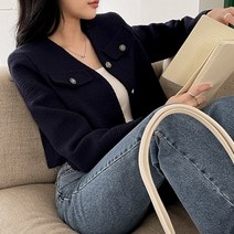 코코블랑 여성용 포멀 노카라 트위드 자켓