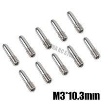 10 개/대 실버 스테인레스 스틸 헤드리스 M3 육각 나사 핀 RC 크롤러 자동차 구동축, 01 M3 10.3mm, 한개옵션1