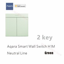 Aqara-스마트 벽 스위치 H1M 중립 화성-테크 6 색 무선 키 라이트 Zigbee 3.0 홈키트용 다중 제어 모드163710, Green 2 Key